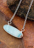 Boho Necklace, Blue Amazonite Pendant Silver Chain